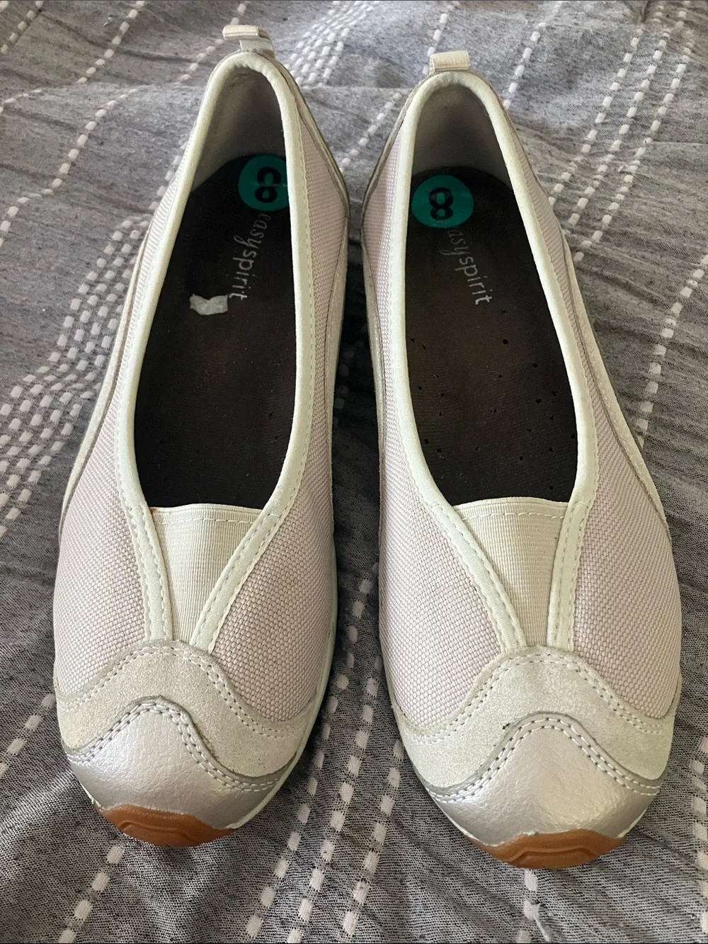 Easy Spirit Women's Slip-On Flats in Cream and Light Taupe